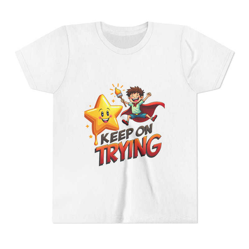 Affirmation Kids T‑Shirt – "Keep on Trying" – Back to School Confidence Tee