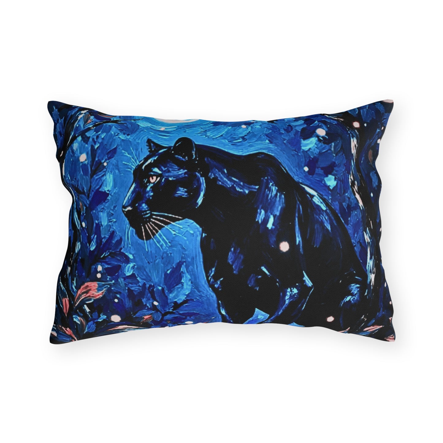 Pillow: Black Panther Moon — Blue Jungle Night Decorative Cushion