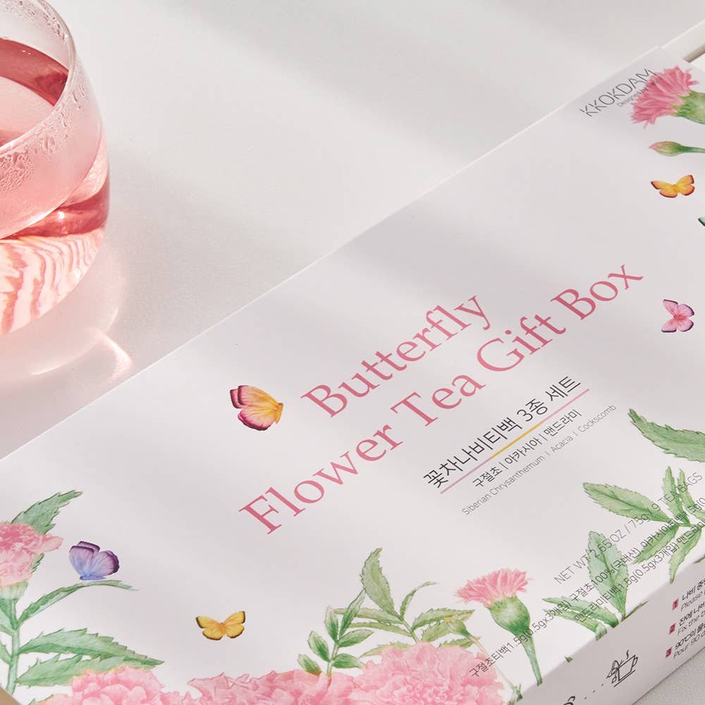 KKOKDAM - Butterfly Flower Tea Bag 3 kinds Gift Set - Pink
