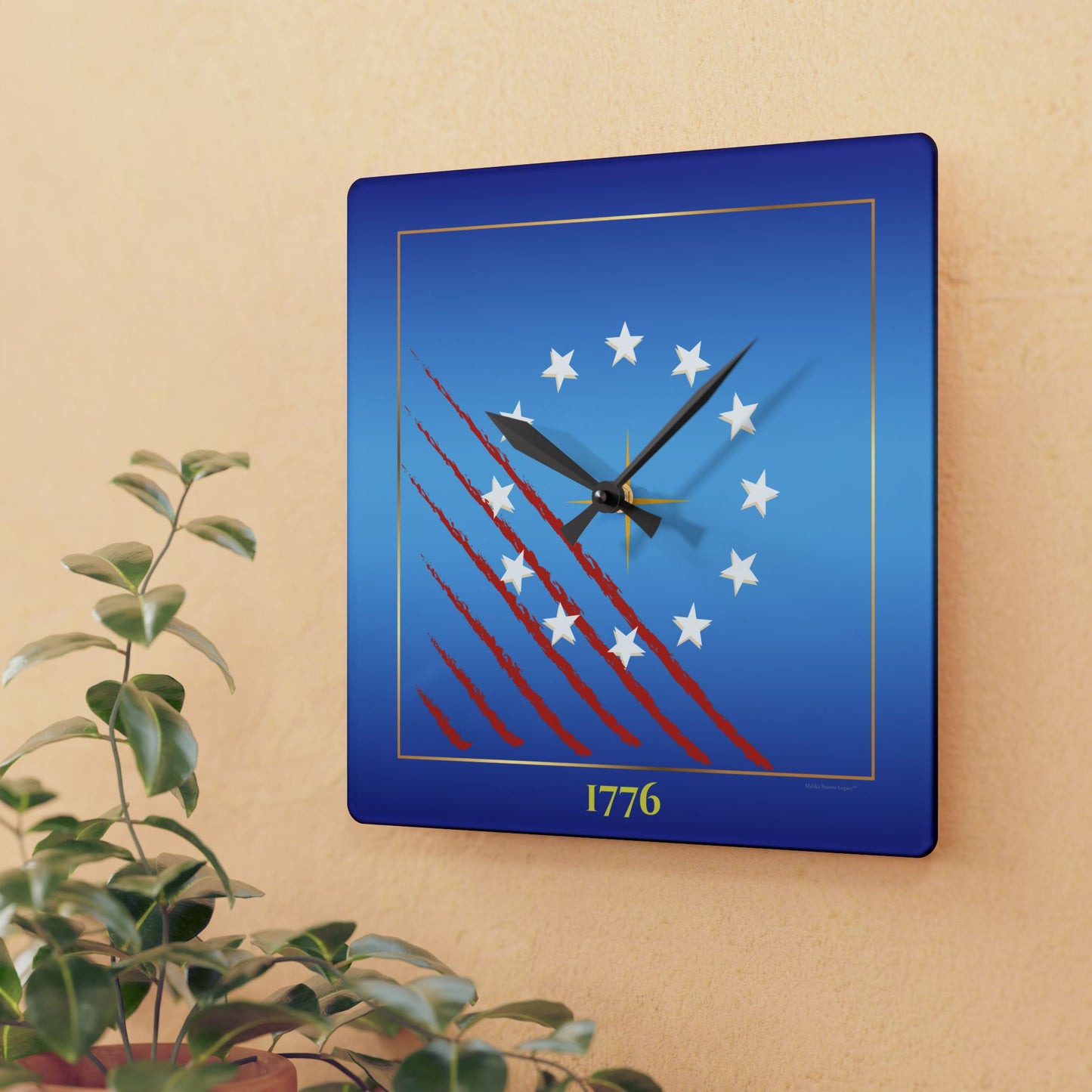 Patriotic 1776 Acrylic Wall Clock – Betsy Ross 13 Colonies Heritage Décor