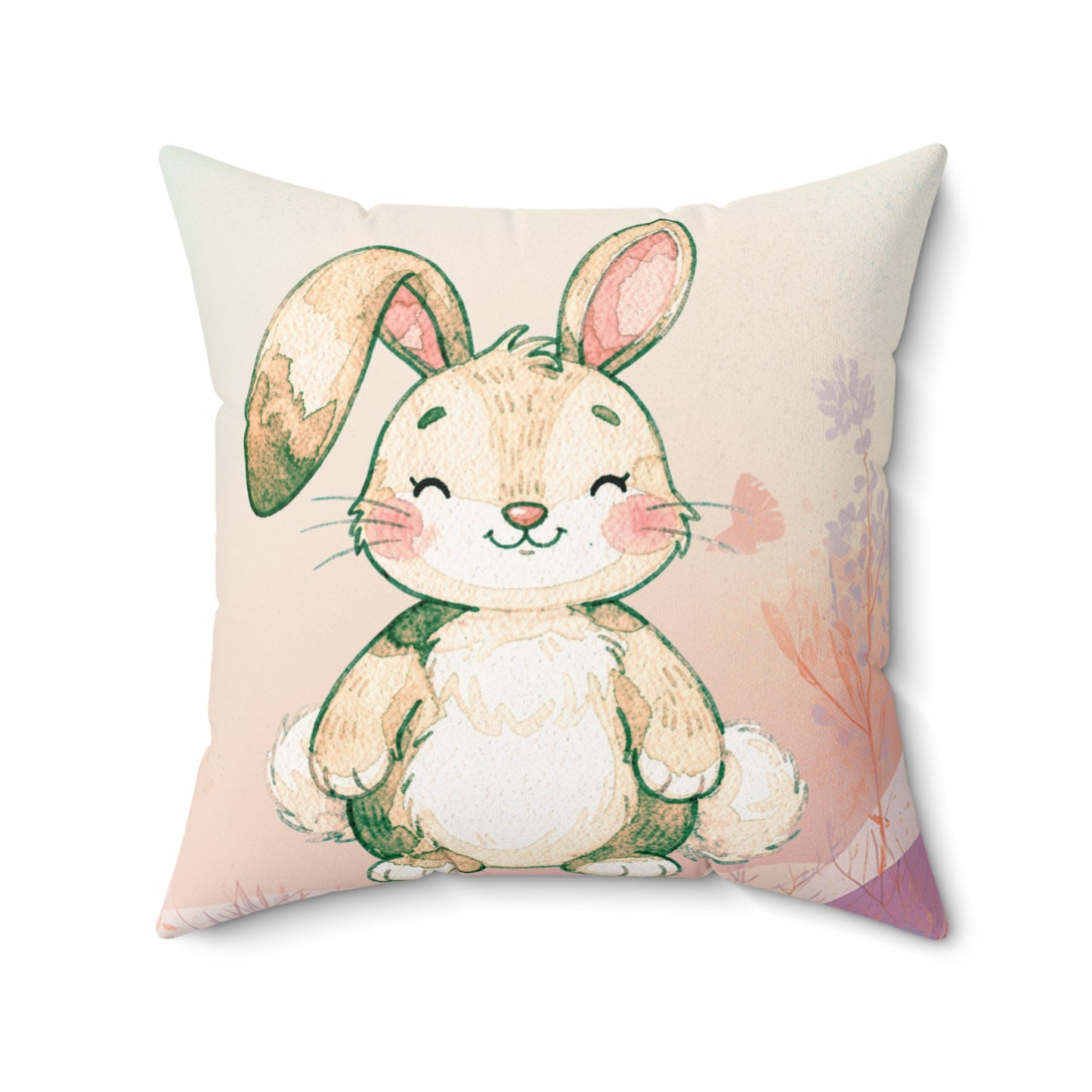 Cushion with a cartoon bunny design on a white background