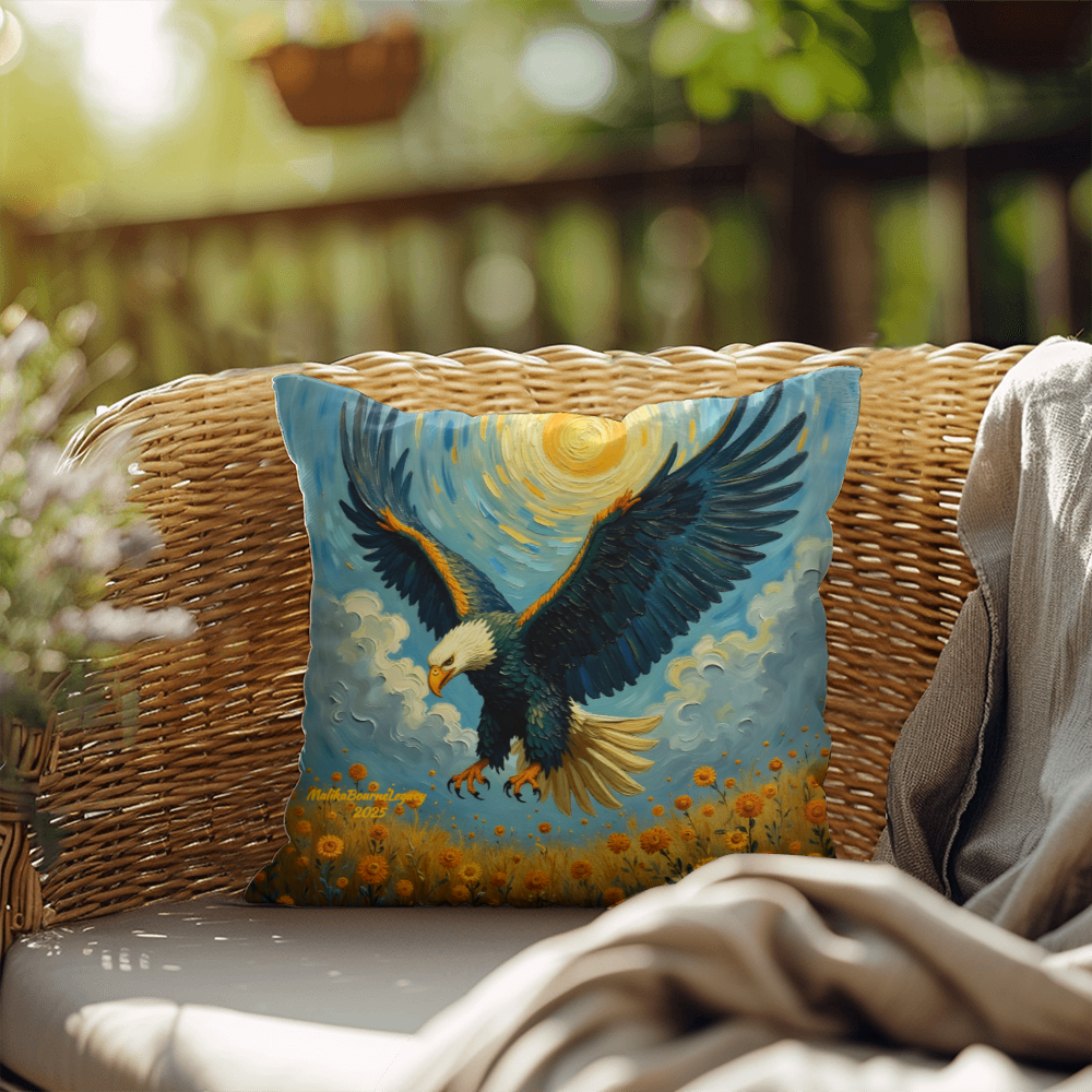 On Eagles Wings Throw Pillow