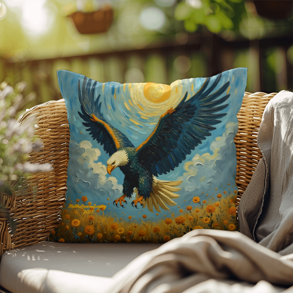 On Eagles Wings Throw Pillow