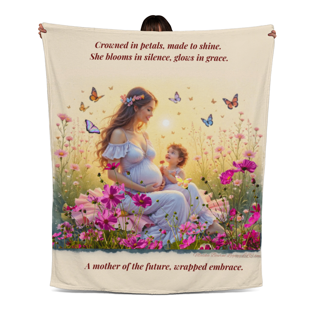 Crowned in Petals Jersey Fleece Blanket for the Mother-to-Be