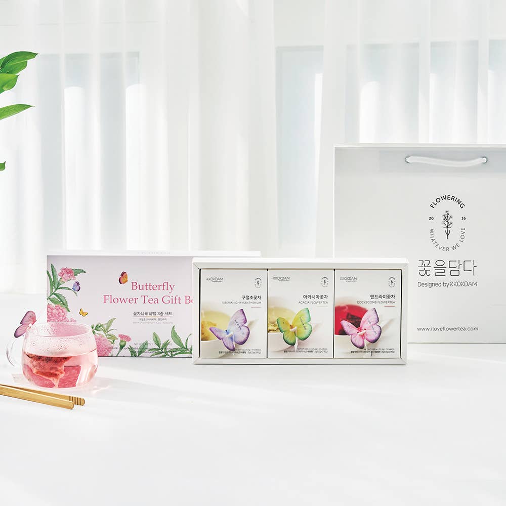 KKOKDAM - Butterfly Flower Tea Bag 3 kinds Gift Set - Pink