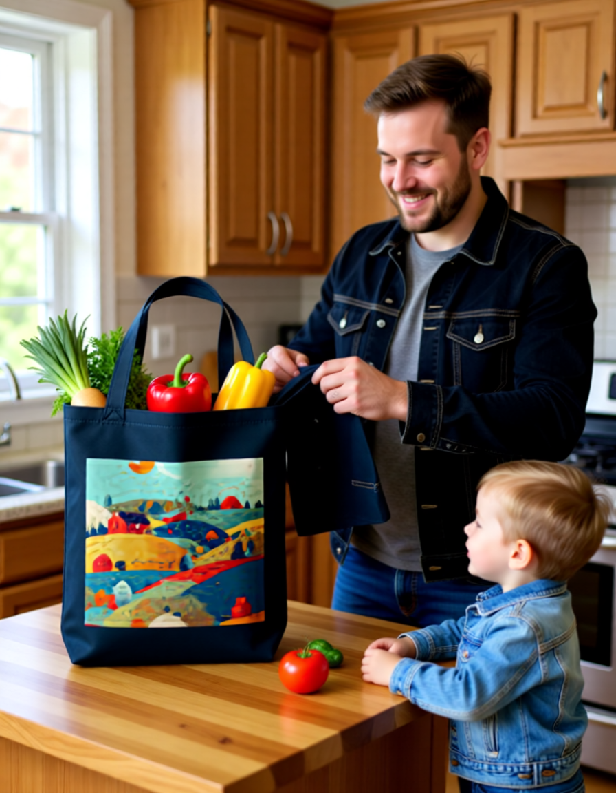 Eco Tote: Pastoral Landscape Watercolor - Canvas Carry-all