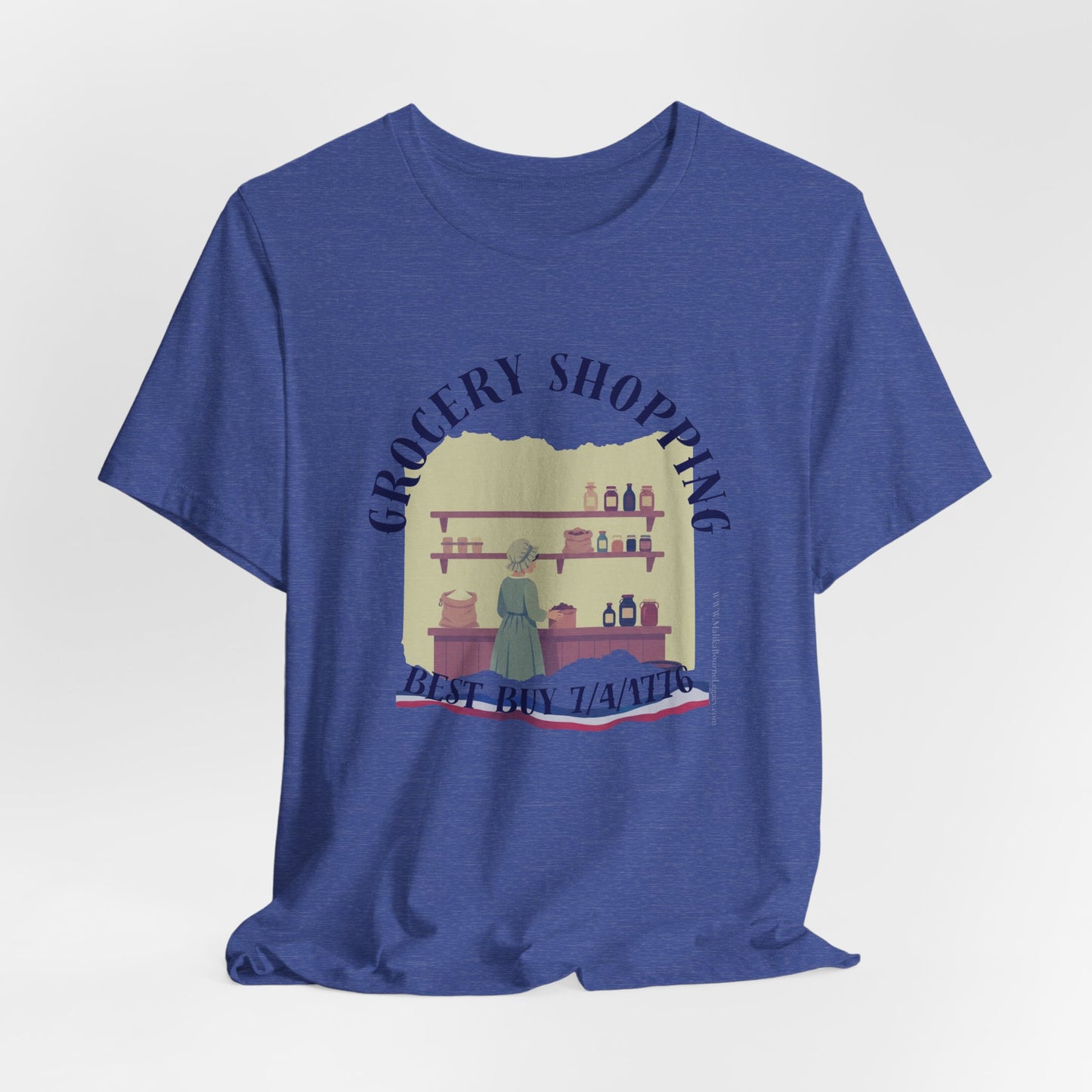 Everyday Errands Tee — Grocery Front, 1776 Store List Back