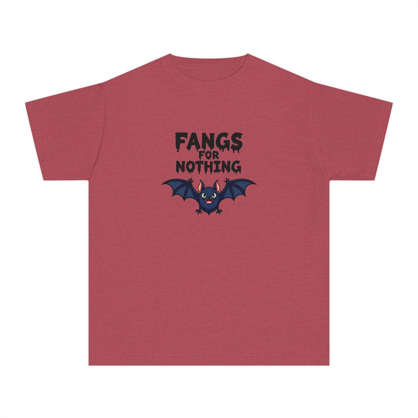 Youth Tee — 'Fangs For Nothing' Cute Bat Halloween T‑Shirt