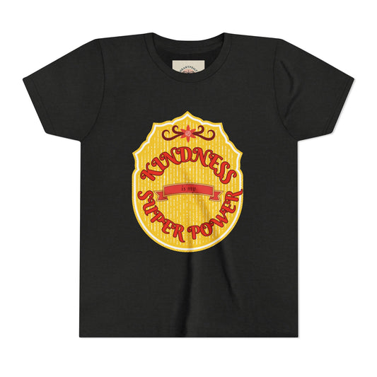 Youth Tee — "Kindness Is My Super Power" Badge Graphic