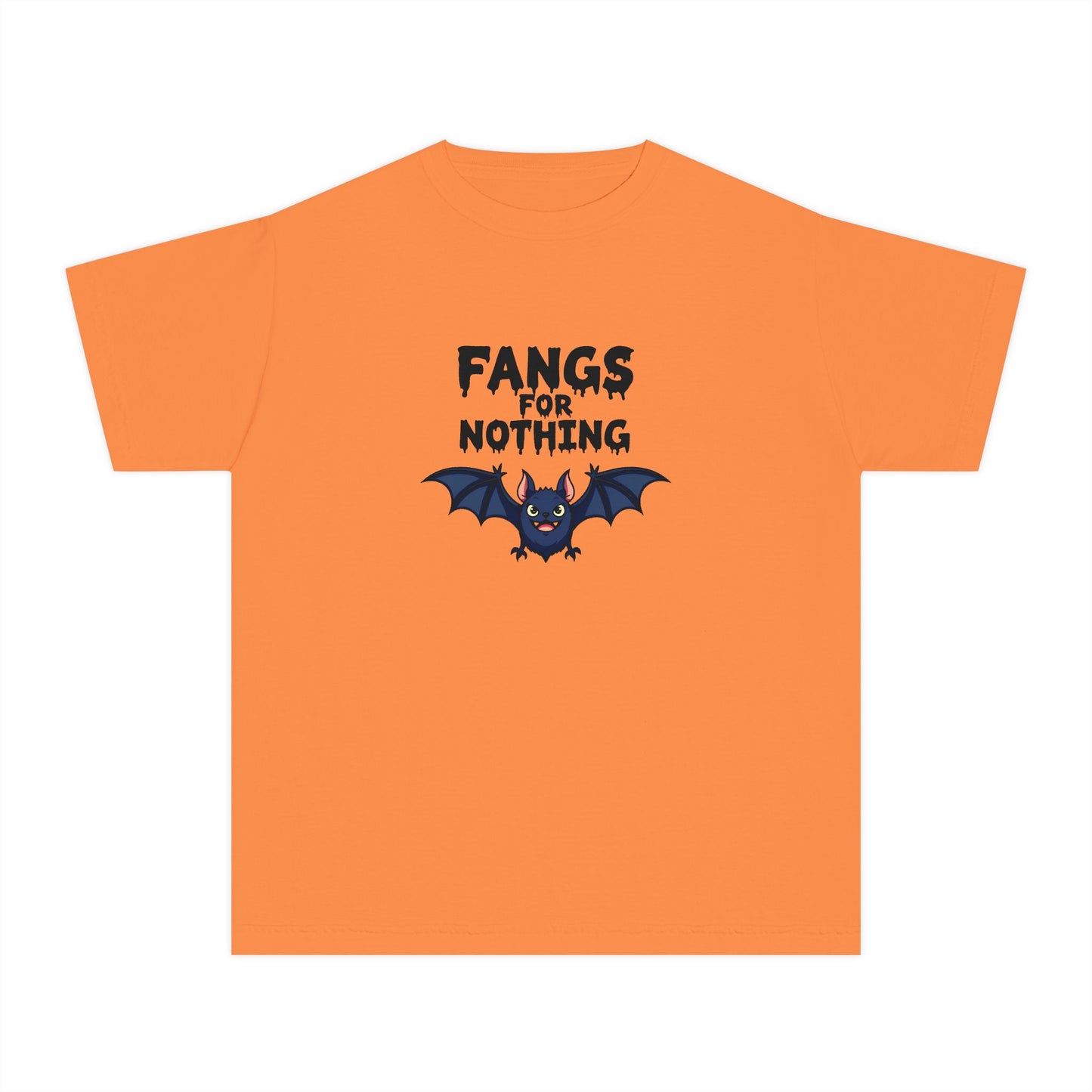 Youth Tee — 'Fangs For Nothing' Cute Bat Halloween T‑Shirt