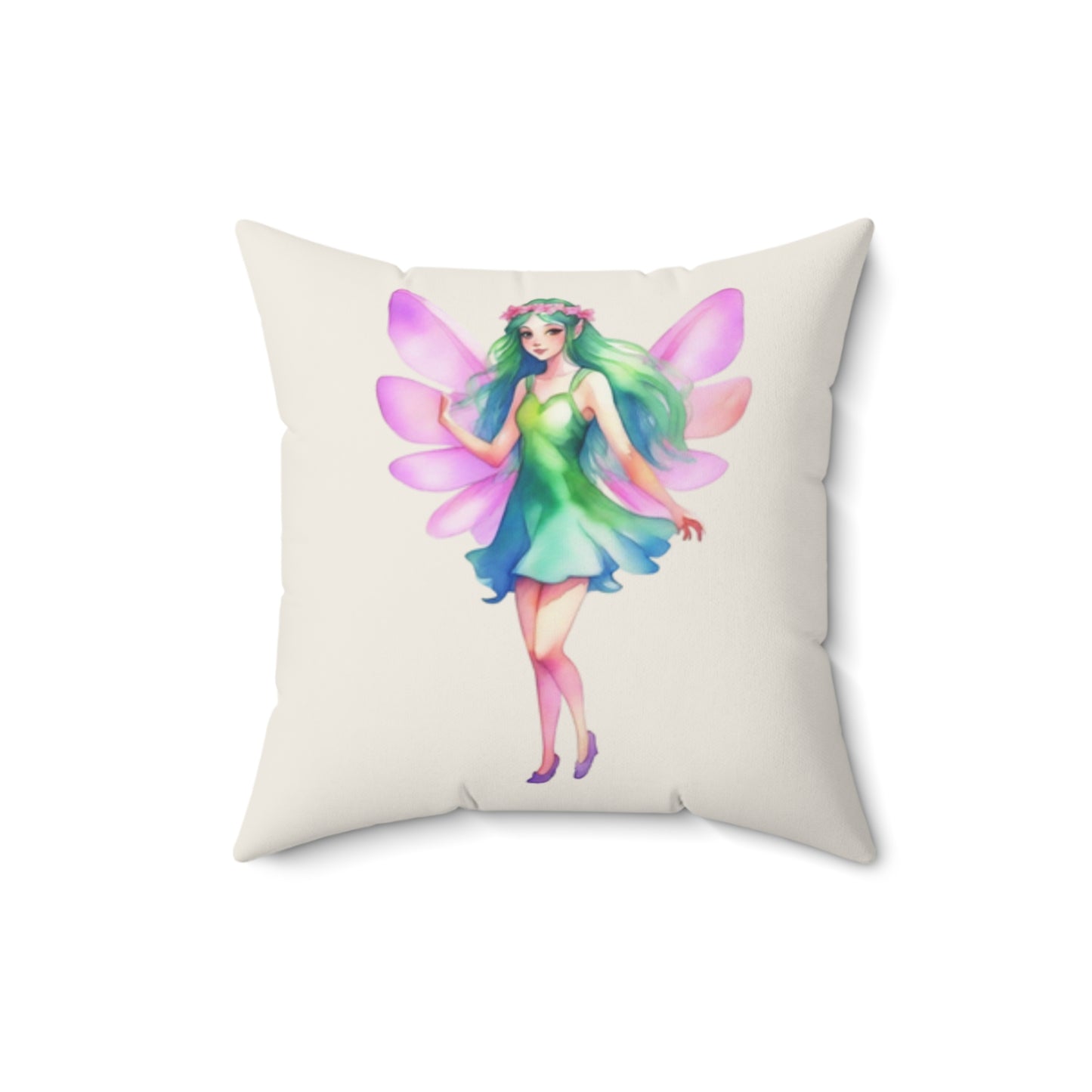 Garden Fairy Decorative Pillow — Watercolor Fairy Throw Pillow