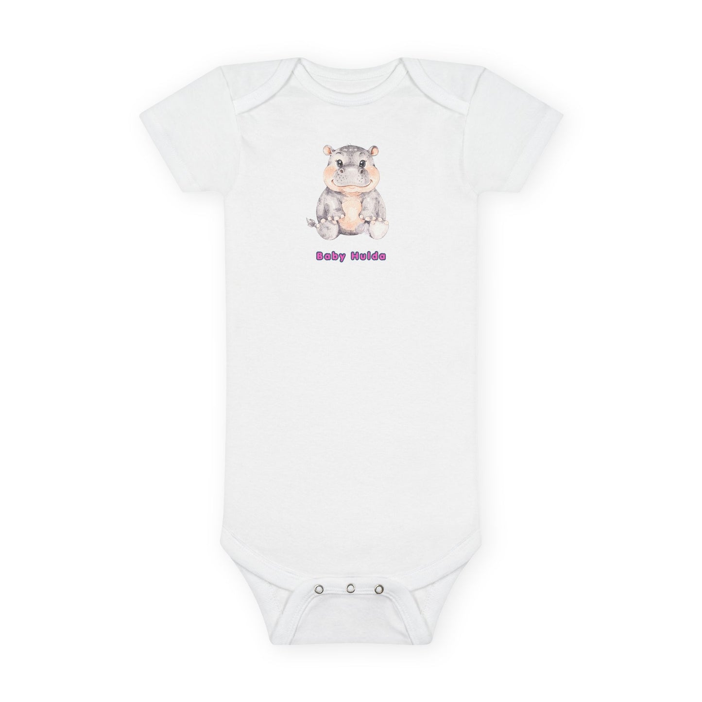 White baby onesie with a cartoon hedgehog design and 'Baby Nuts' text on a white background
