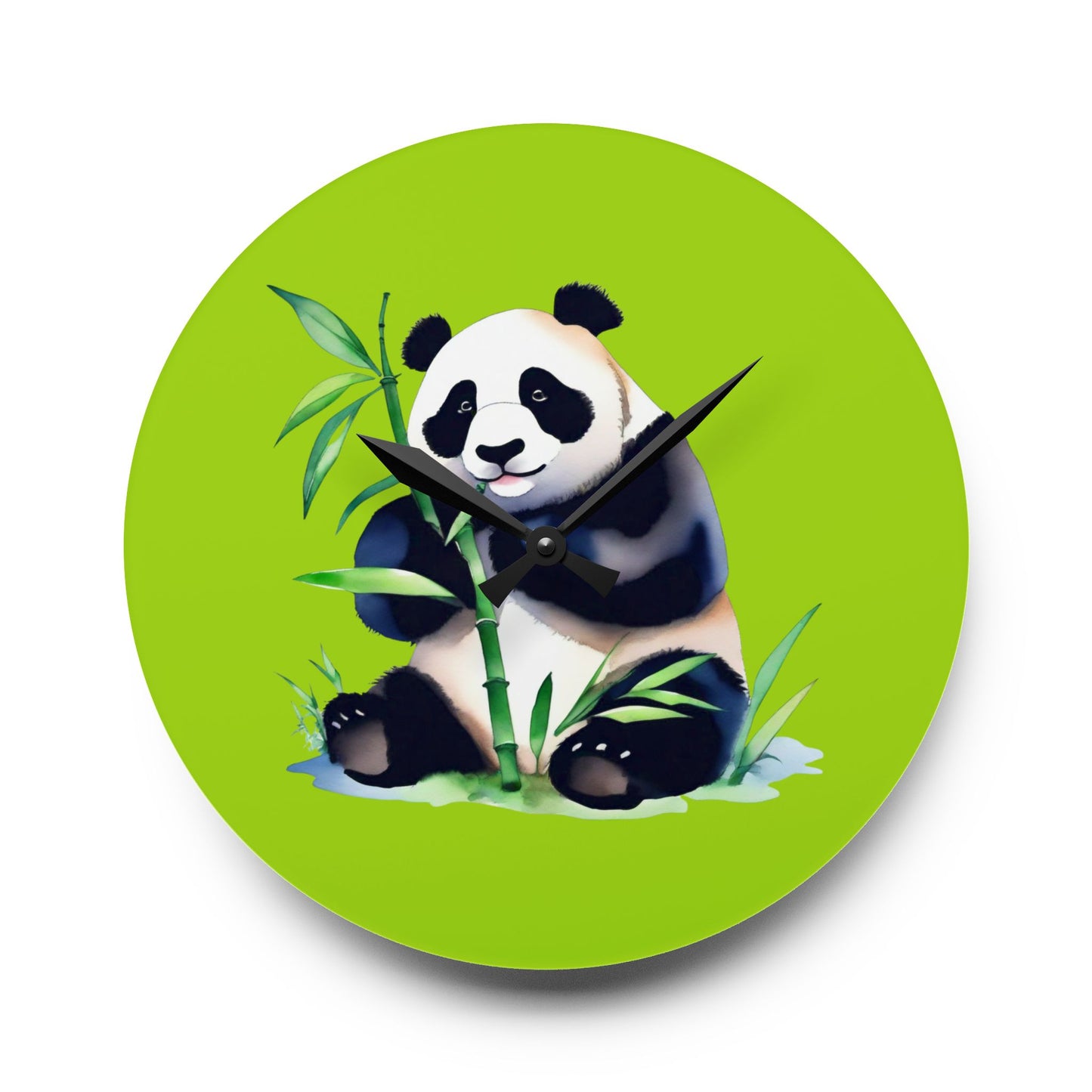 Acrylic Wall Clock — Bamboo Panda for Nursery & Kids Room Decor