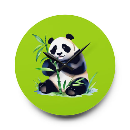 Acrylic Wall Clock — Bamboo Panda for Nursery & Kids Room Decor