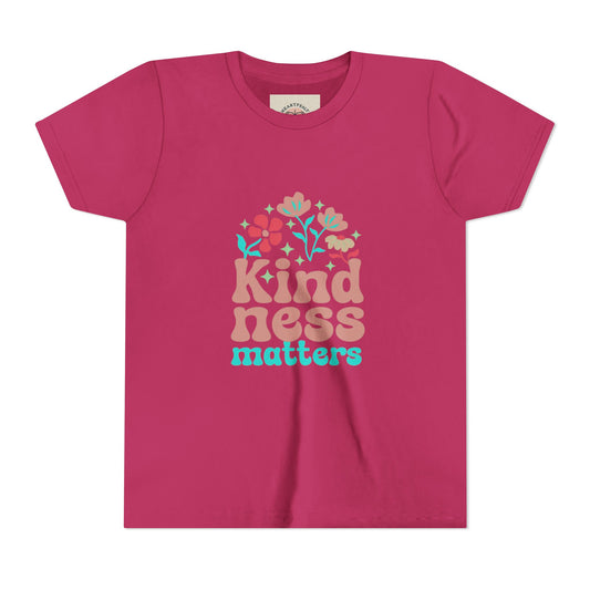 Youth Tee — "Kindness Matters" Floral Graphic