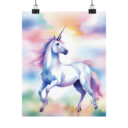 Colorful unicorn illustration on a pastel background