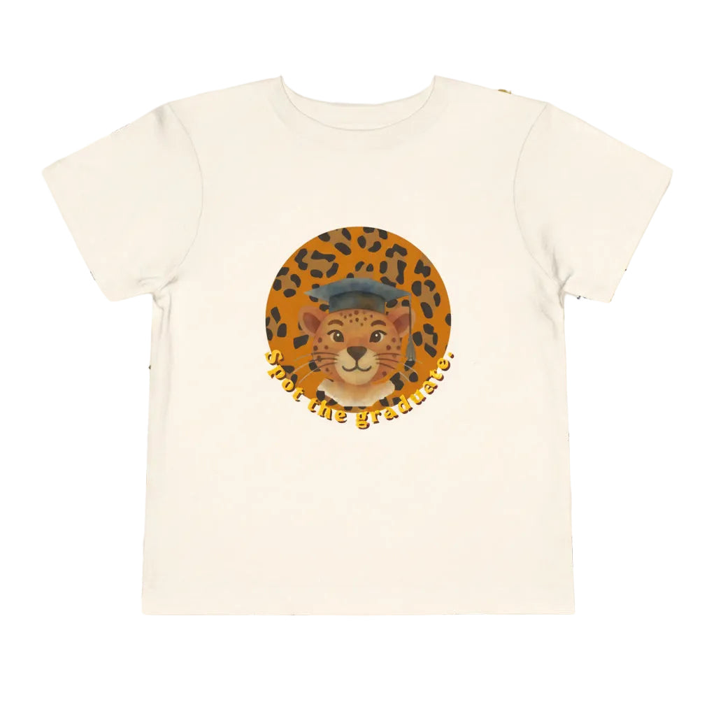 Beige , natural, t-shirt with a cheetah graphic and text on a white background