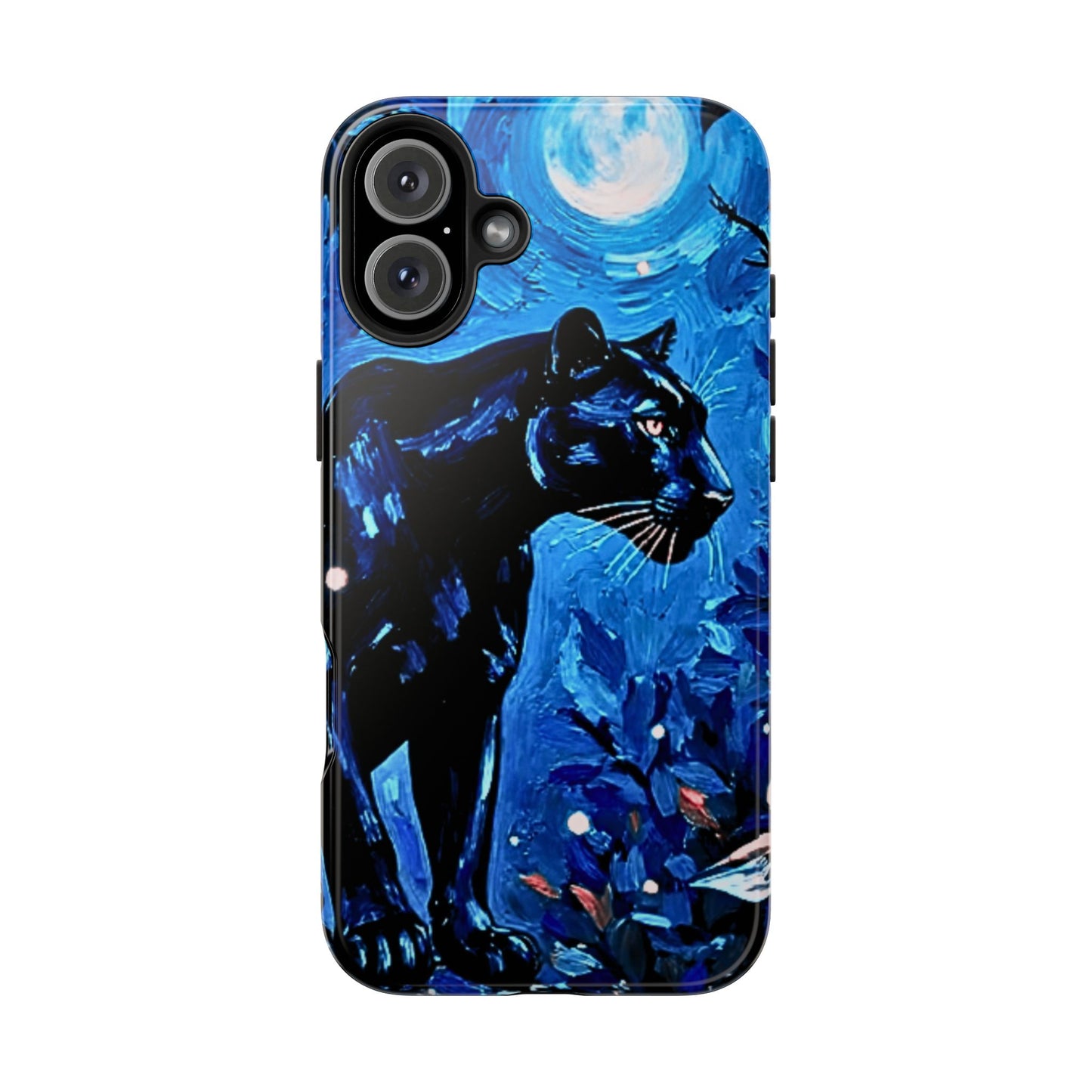 Phone Case: Midnight Panther Blue Moon Art - Tough Protective Cover