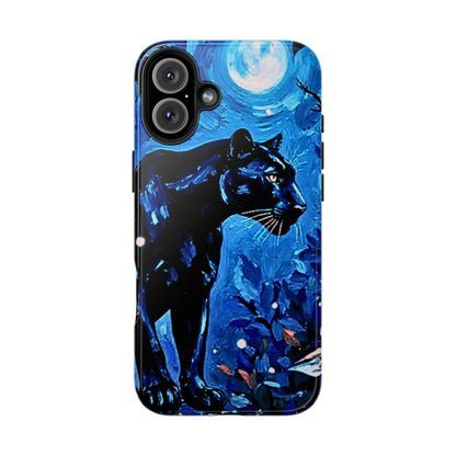 Phone Case: Midnight Panther Blue Moon Art - Tough Protective Cover