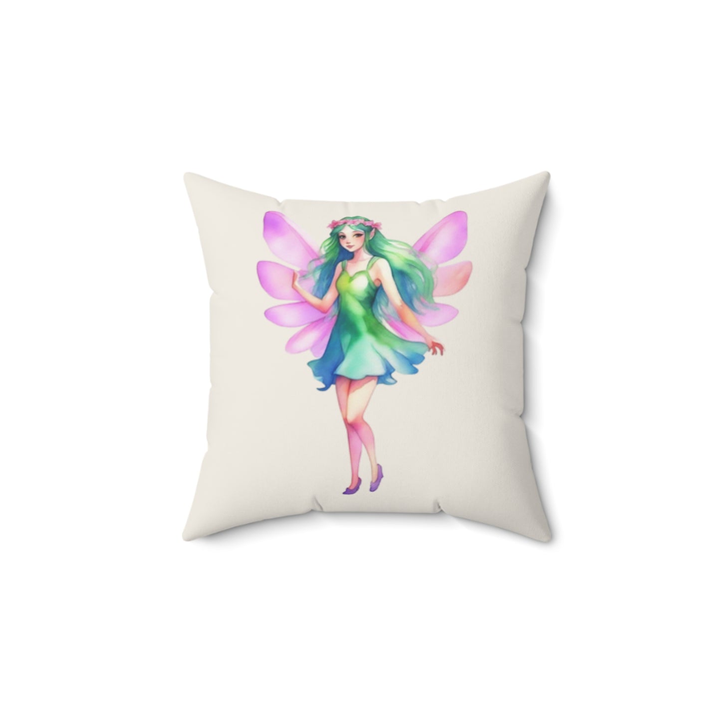 Garden Fairy Decorative Pillow — Watercolor Fairy Throw Pillow