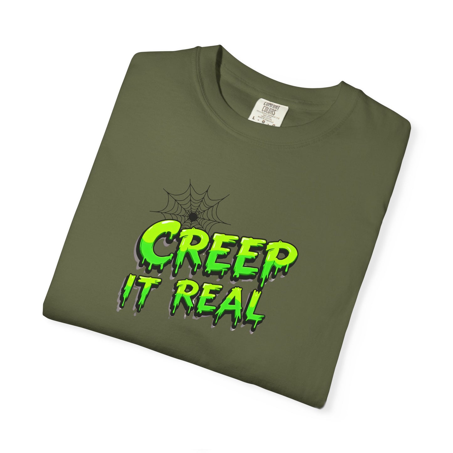 Fall Halloween-Creep It Real Adult T-Shirt with Neon Green Slime Text