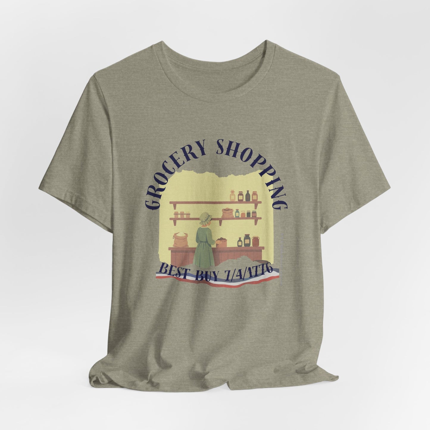 Everyday Errands Tee — Grocery Front, 1776 Store List Back