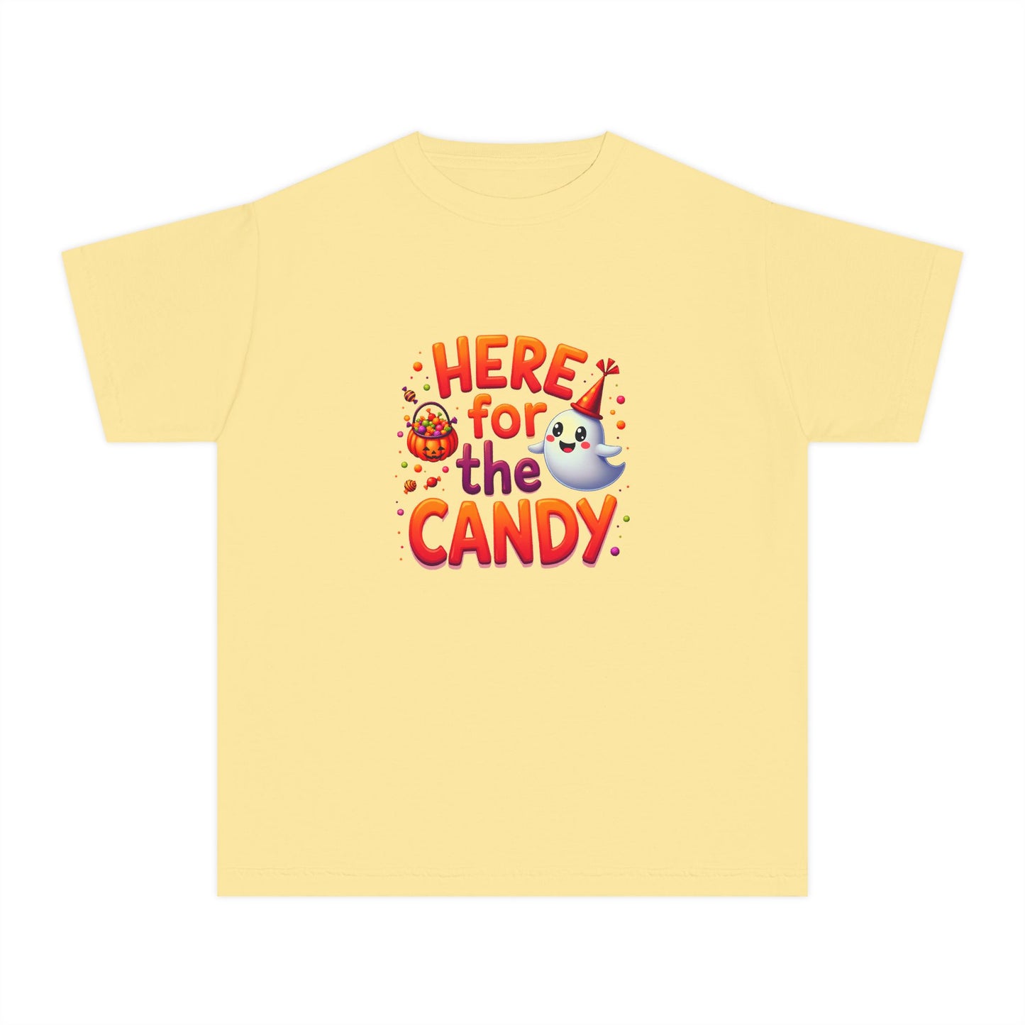 Here for the Candy - Adorable Youth Ghost Trick‑or‑Treat T-shirt