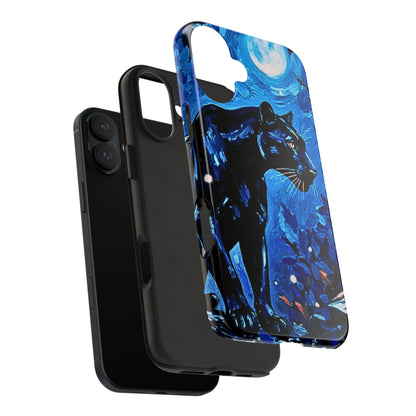 Phone Case: Midnight Panther Blue Moon Art - Tough Protective Cover