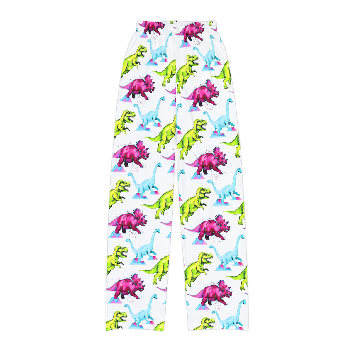 Kids dinosaur lounge pants — bright dino pattern playwear for imaginative adventures.