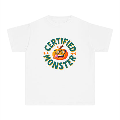 Certified Monster Pumpkin Kids Tee — Quirky Pumpkin Monster Youth T-Shirt