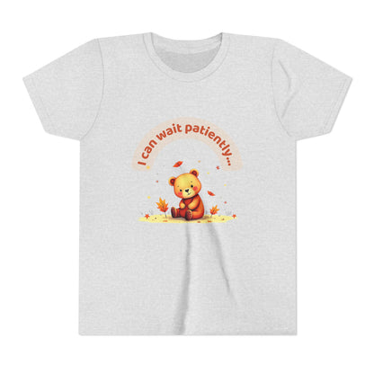 Youth Tee — Cute Bear "I Can Wait Patiently" Autumn Kids T‑Shirt