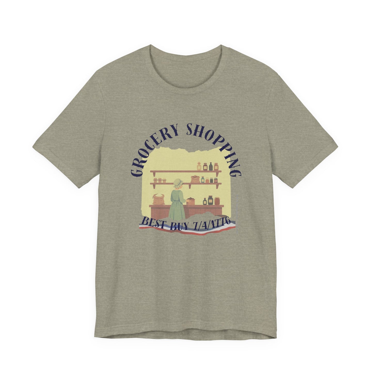Everyday Errands Tee — Grocery Front, 1776 Store List Back