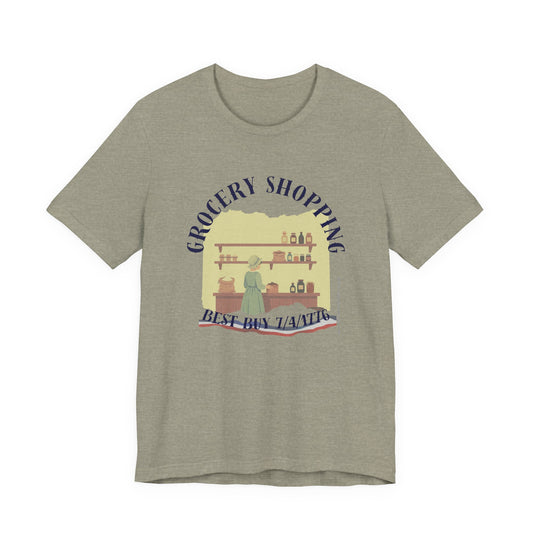Everyday Errands Tee — Grocery Front, 1776 Store List Back