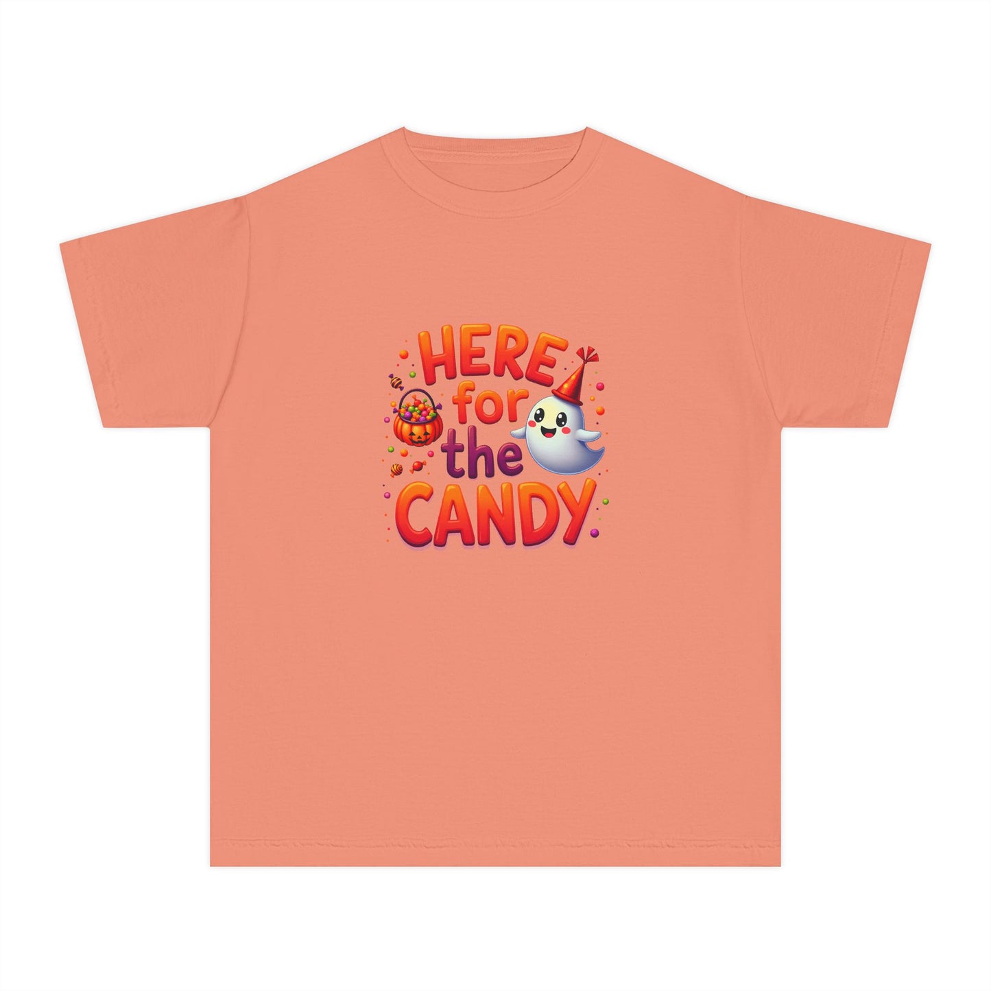 Here for the Candy - Adorable Youth Ghost Trick‑or‑Treat T-shirt