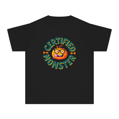 Certified Monster Pumpkin Kids Tee — Quirky Pumpkin Monster Youth T-Shirt
