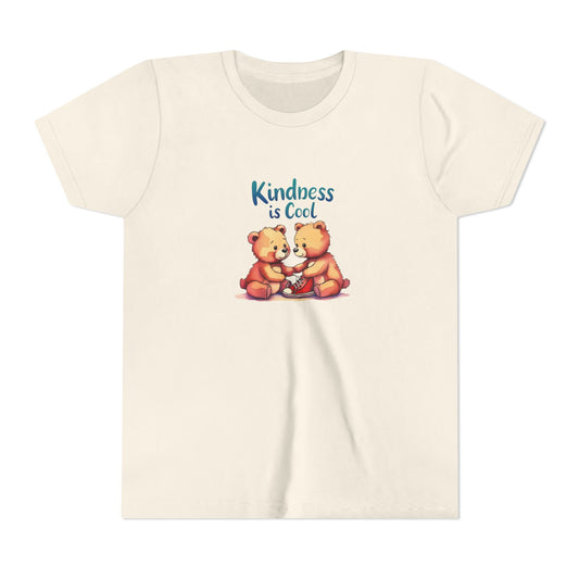 T-shirt with two bears holding hands and 'Kindness is Cool' text on a white background