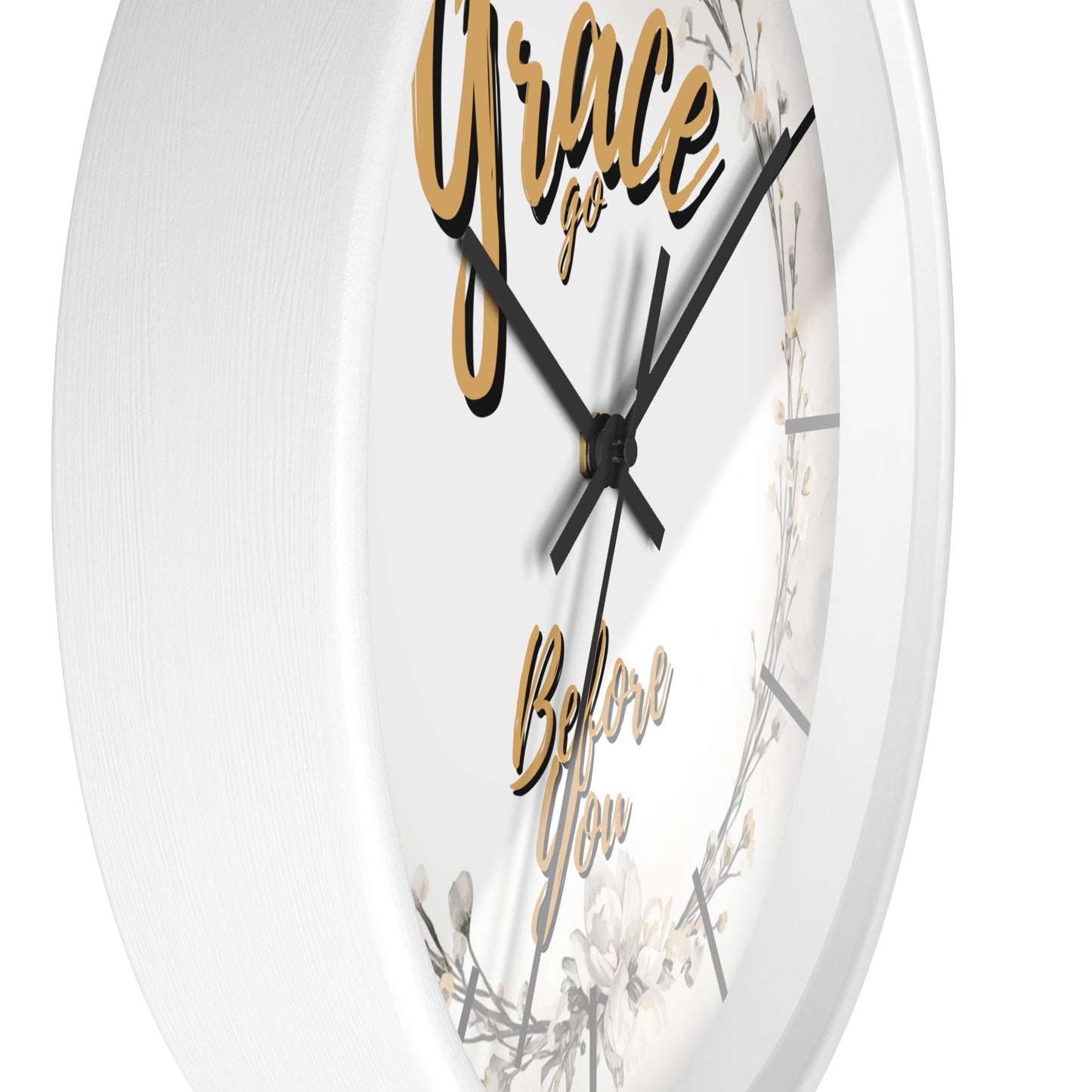 Wall Clock - "Grace Go Before You" Floral Inspirational Clock