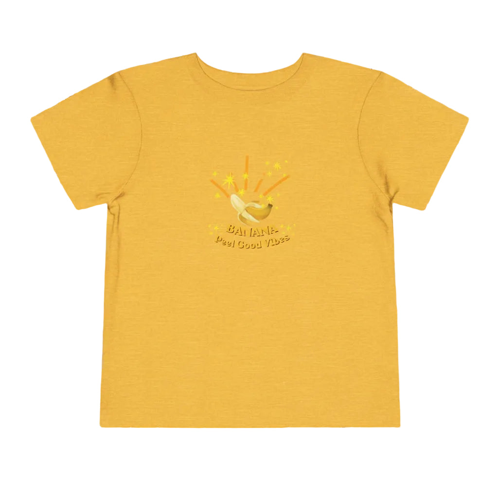 Yellow t-shirt with a graphic design on a fun cartoon background