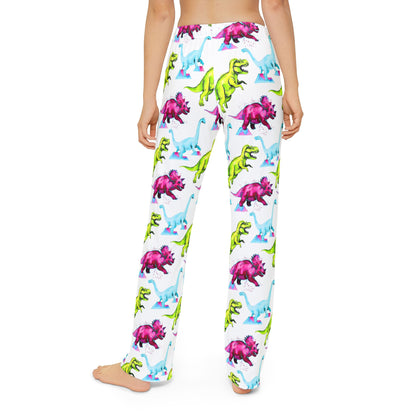 Kids dinosaur lounge pants — bright dino pattern playwear for imaginative adventures.