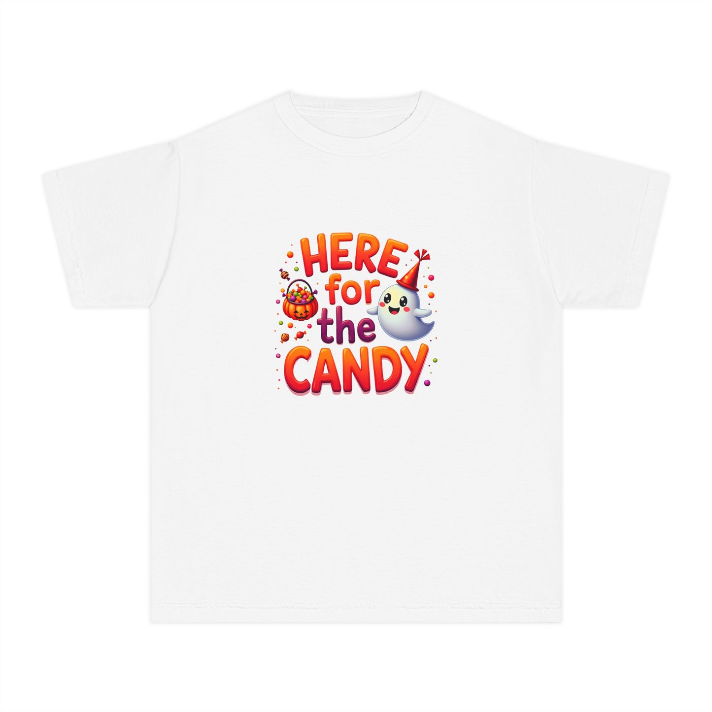 Here for the Candy - Adorable Youth Ghost Trick‑or‑Treat T-shirt