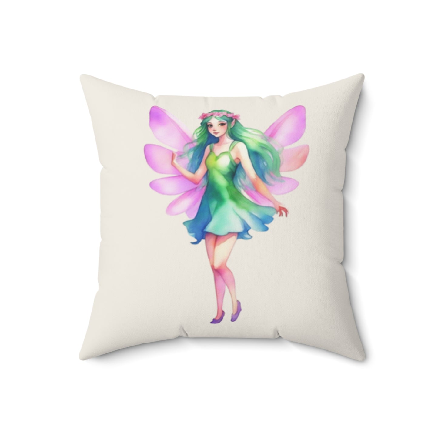 Garden Fairy Decorative Pillow — Watercolor Fairy Throw Pillow