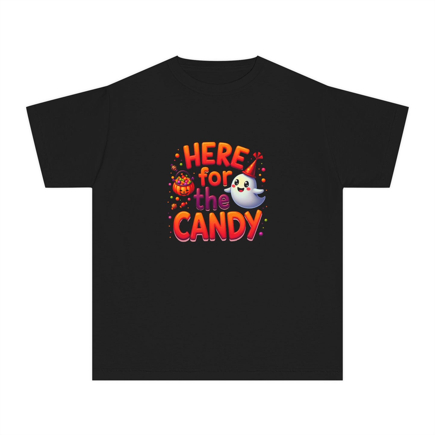 Here for the Candy - Adorable Youth Ghost Trick‑or‑Treat T-shirt