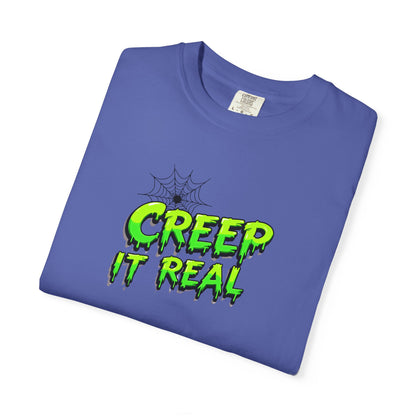 Fall Halloween-Creep It Real Adult T-Shirt with Neon Green Slime Text