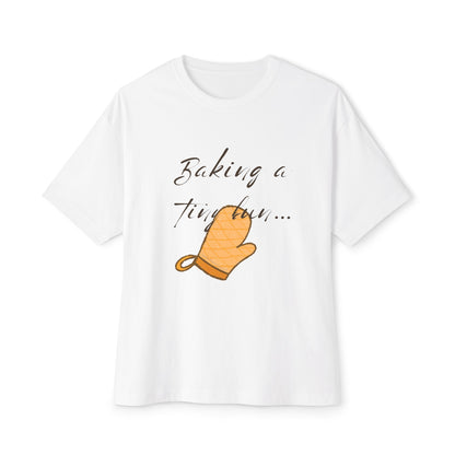 Pregnancy Announcement Tee — 'Baking a Tiny Bun,' with a Well- Placed Oven Graphic Oven Mitt T-shirt