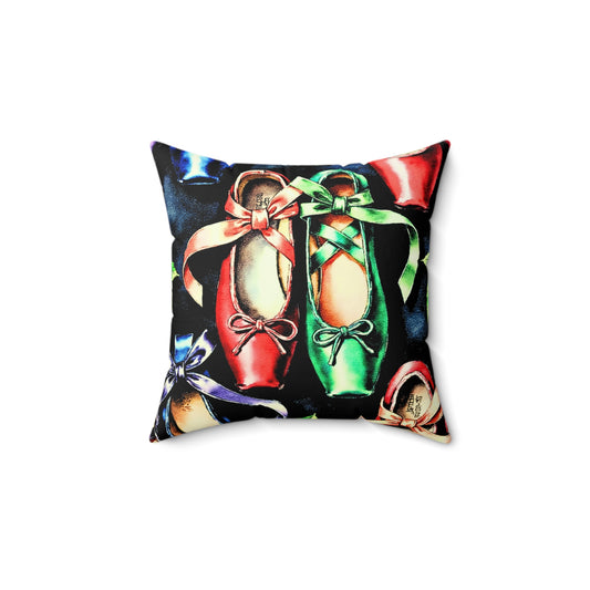 Pillow: Ballet Slippers Colorful Dance-Themed Decorative Cushion