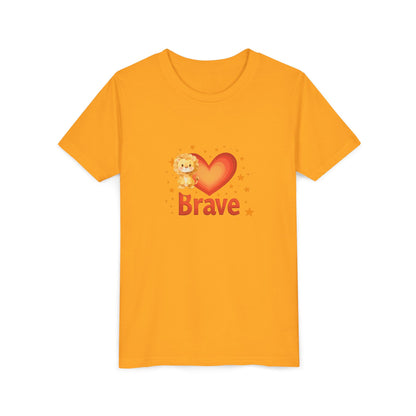 Affirmation Kids T‑Shirt – Brave Lion Heart – Back to School Confidence Youth Tee
