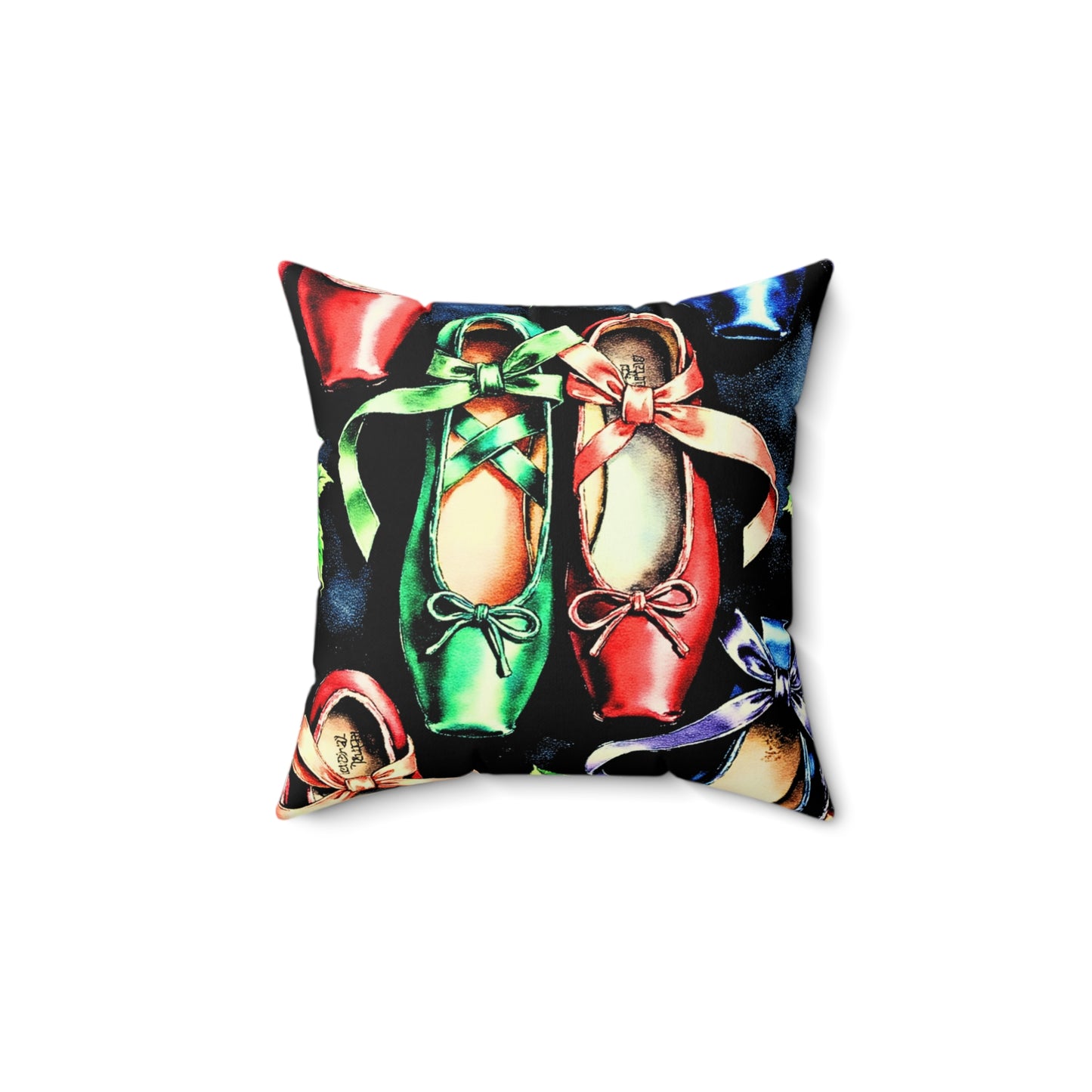 Pillow: Ballet Slippers Colorful Dance-Themed Decorative Cushion