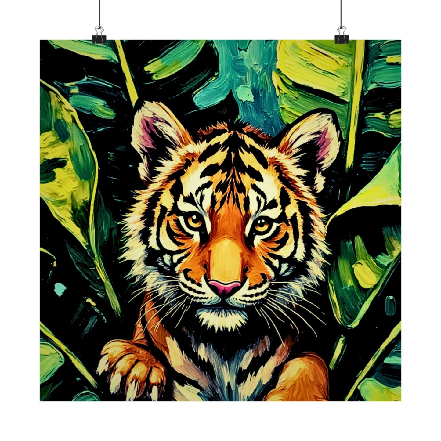 Wall Print Poster: Tiger Cub Jungle Art — Square Matte