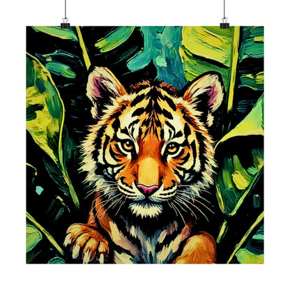 Wall Print Poster: Tiger Cub Jungle Art — Square Matte