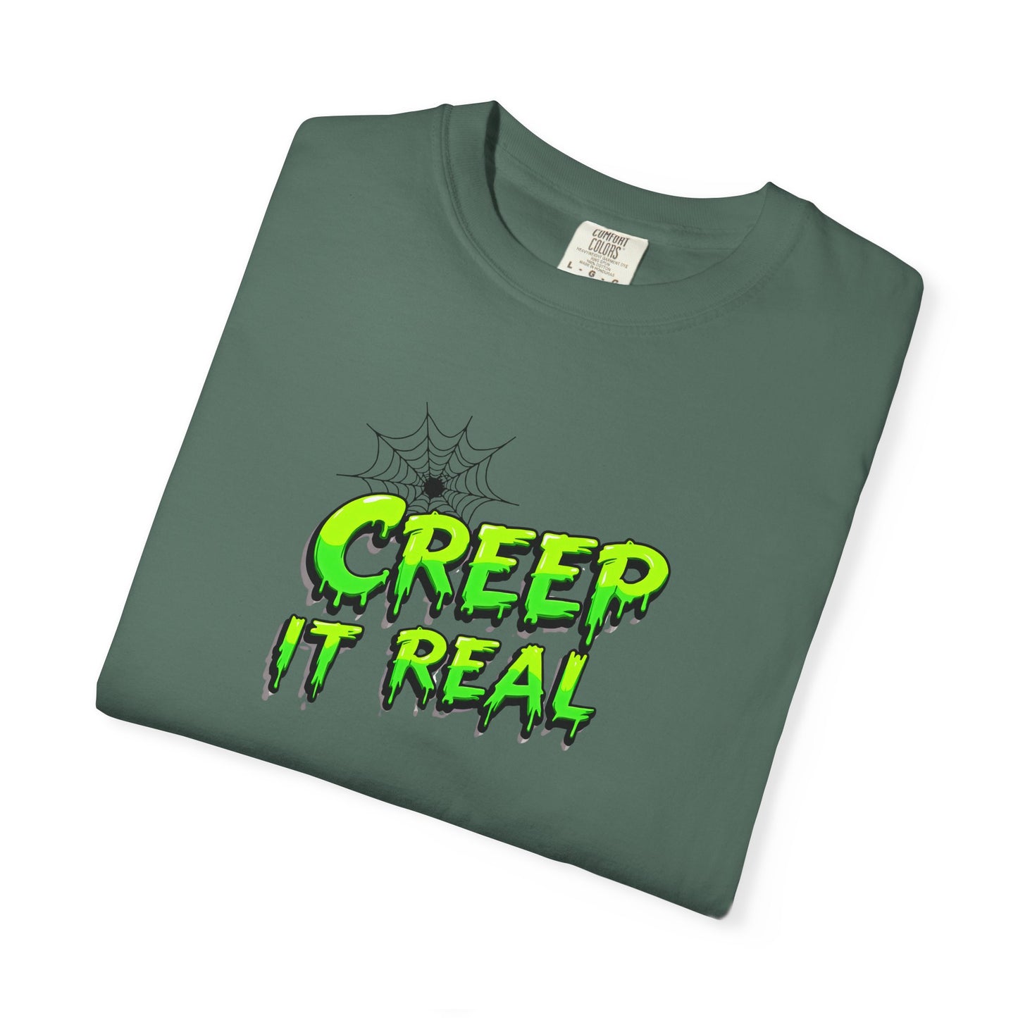 Fall Halloween-Creep It Real Adult T-Shirt with Neon Green Slime Text